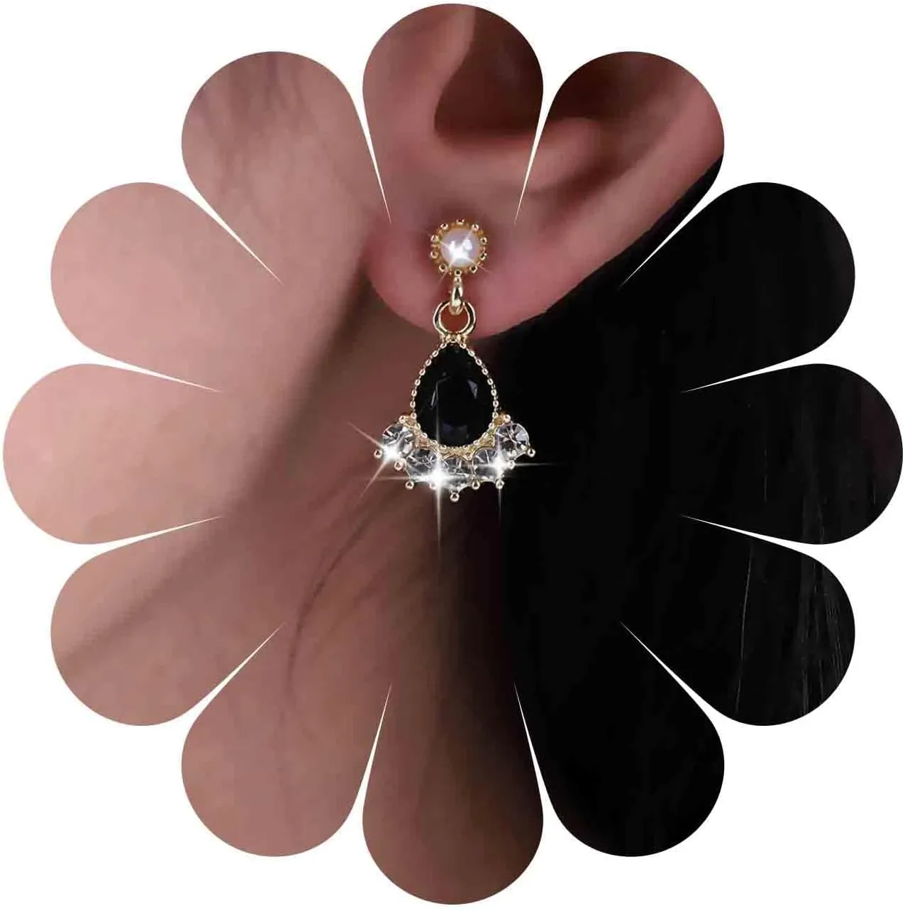Vintage Teardrop Crystal Earrings Teardrop Cz Tassel Earrings Black Oval Onyx Earrings Gold Pearl Stud Earrings Crystal Waterdrop Earrings Jewelry for Women