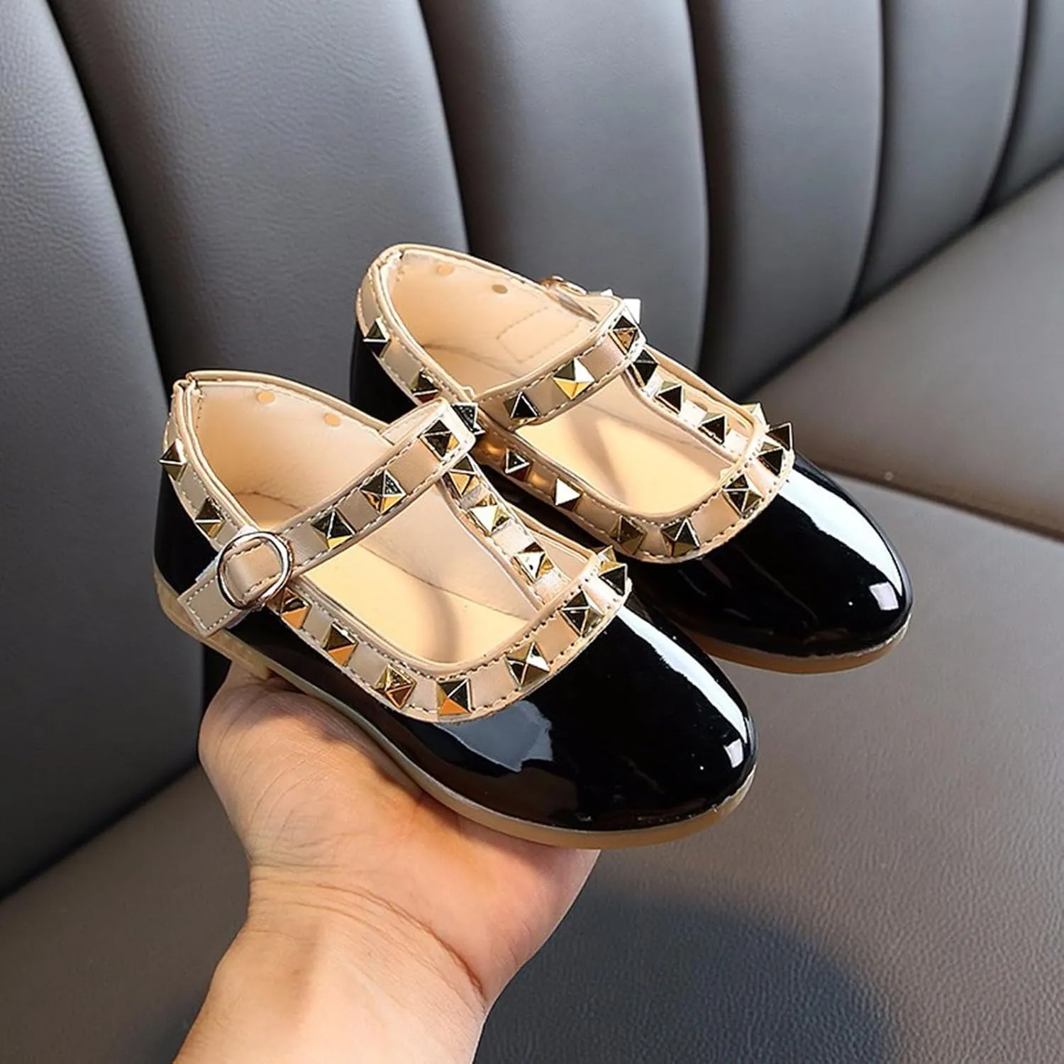 Walking Shoes for Boys Girls Dress Glitter Sequins Crystal High Heels Closed Toe Party Wedding Flower Shoes