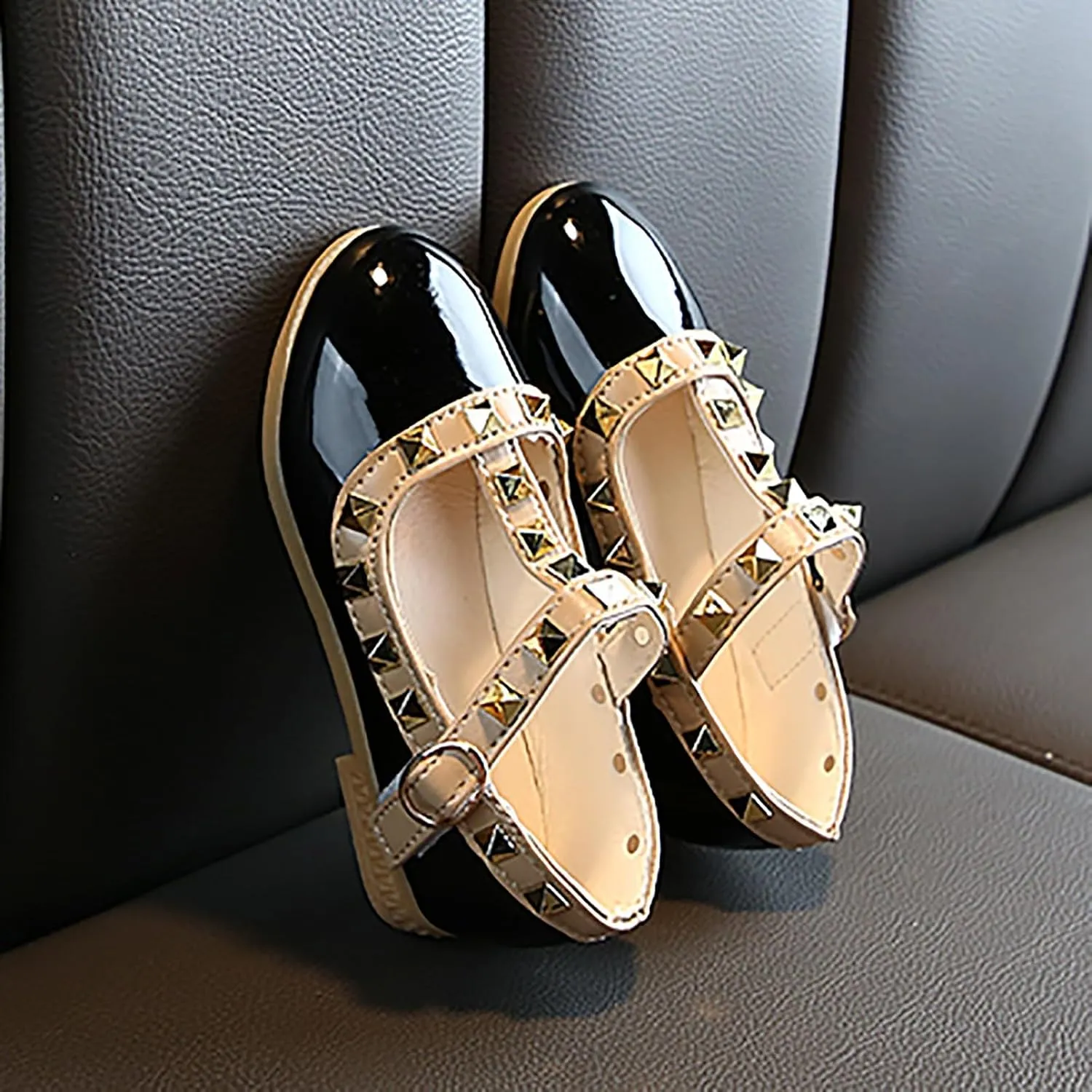 Walking Shoes for Boys Girls Dress Glitter Sequins Crystal High Heels Closed Toe Party Wedding Flower Shoes