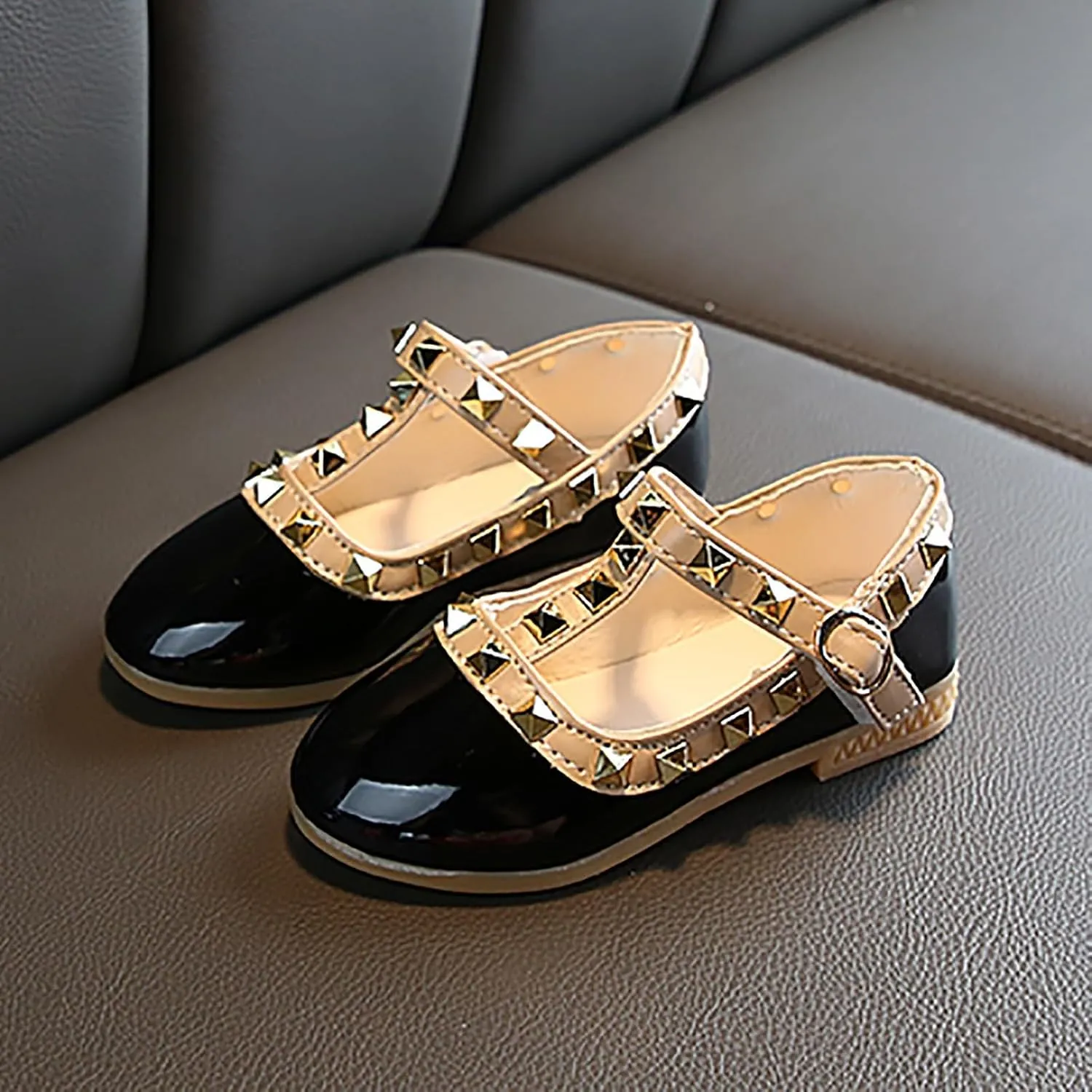 Walking Shoes for Boys Girls Dress Glitter Sequins Crystal High Heels Closed Toe Party Wedding Flower Shoes