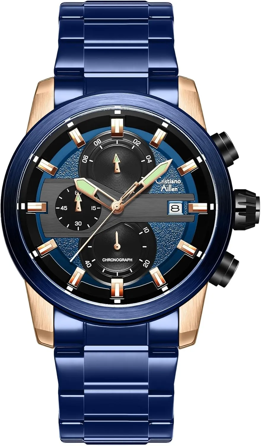 Watches for Men Analog Quartz Chronograph Stainless Steel Waterproof with Luminous, Date, Fashion Casual Sport Business Work Dress Mens Wrist Watch