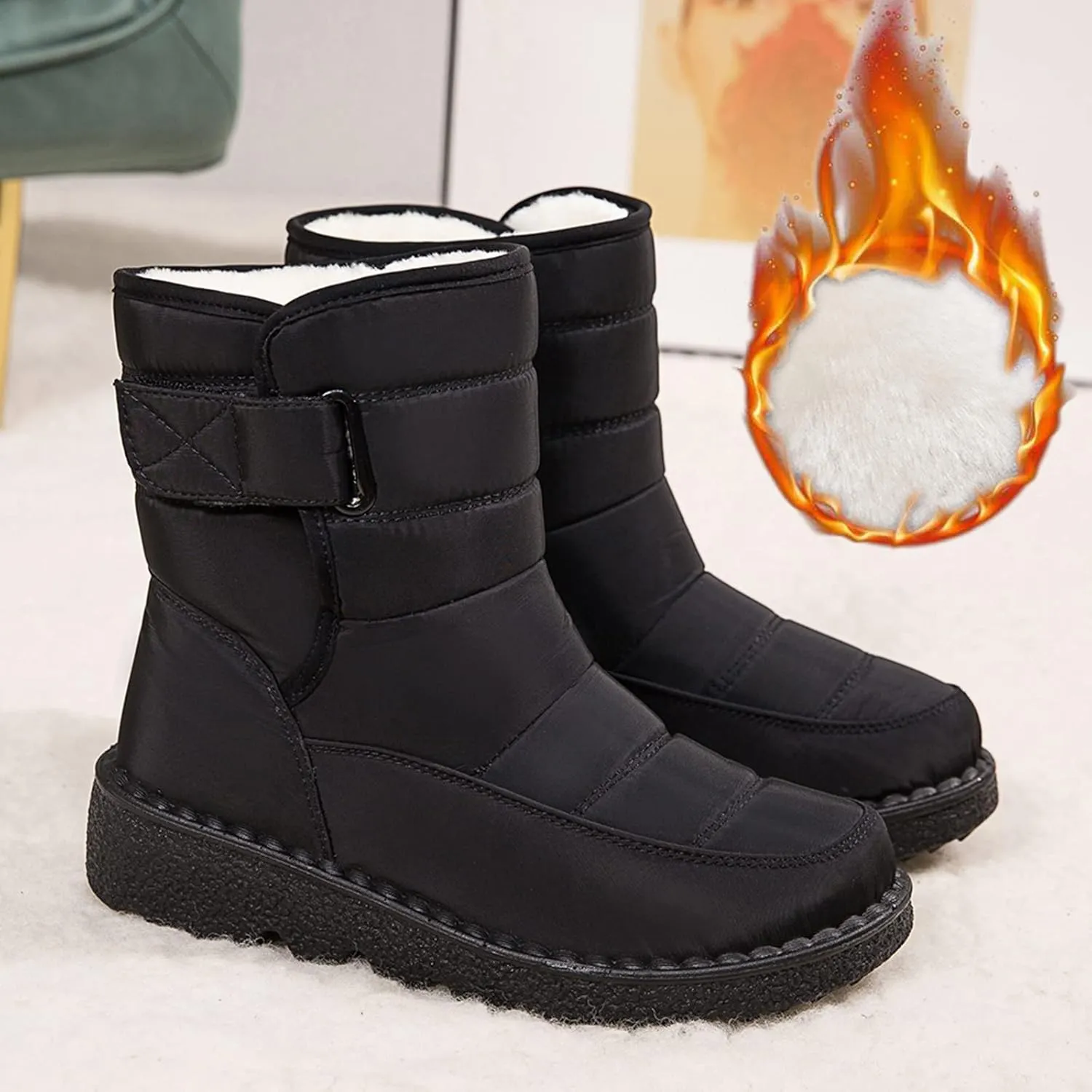 Waterproof Winter Boots Women Wide Snow Boots for Women Cute Ankle Extra Wide Width Women's Winter Boots Outdoor Boots Women 9.5 Botas Para El Frio De Mujer Largas