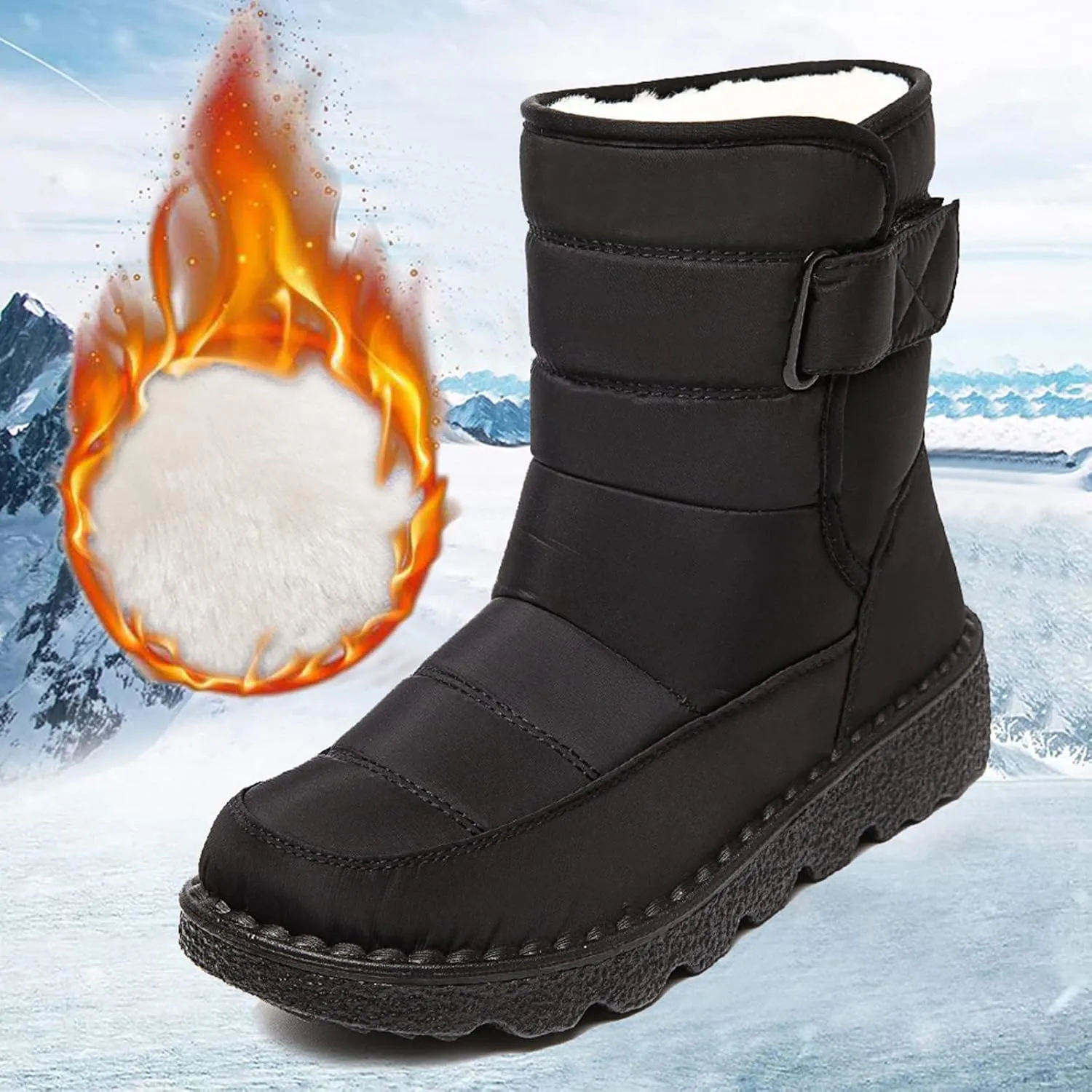 Waterproof Winter Boots Women Wide Snow Boots for Women Cute Ankle Extra Wide Width Women's Winter Boots Outdoor Boots Women 9.5 Botas Para El Frio De Mujer Largas