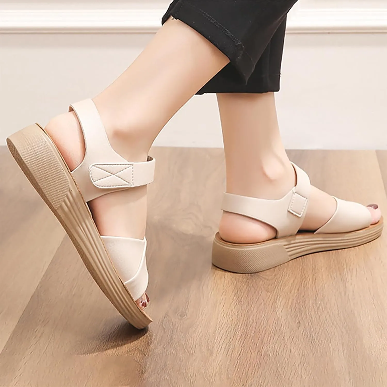 Wedge Sandals for Women Open Toe Ankle Strap Platform Sandals Comfortable Slip On Beach Slides Wide Width Dress Shoes