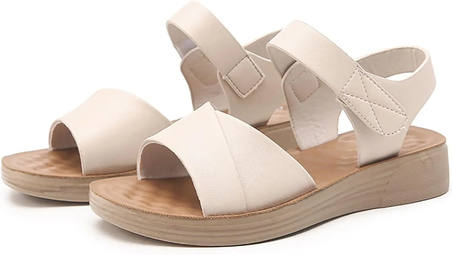 Wedge Sandals for Women Open Toe Ankle Strap Platform Sandals Comfortable Slip On Beach Slides Wide Width Dress Shoes