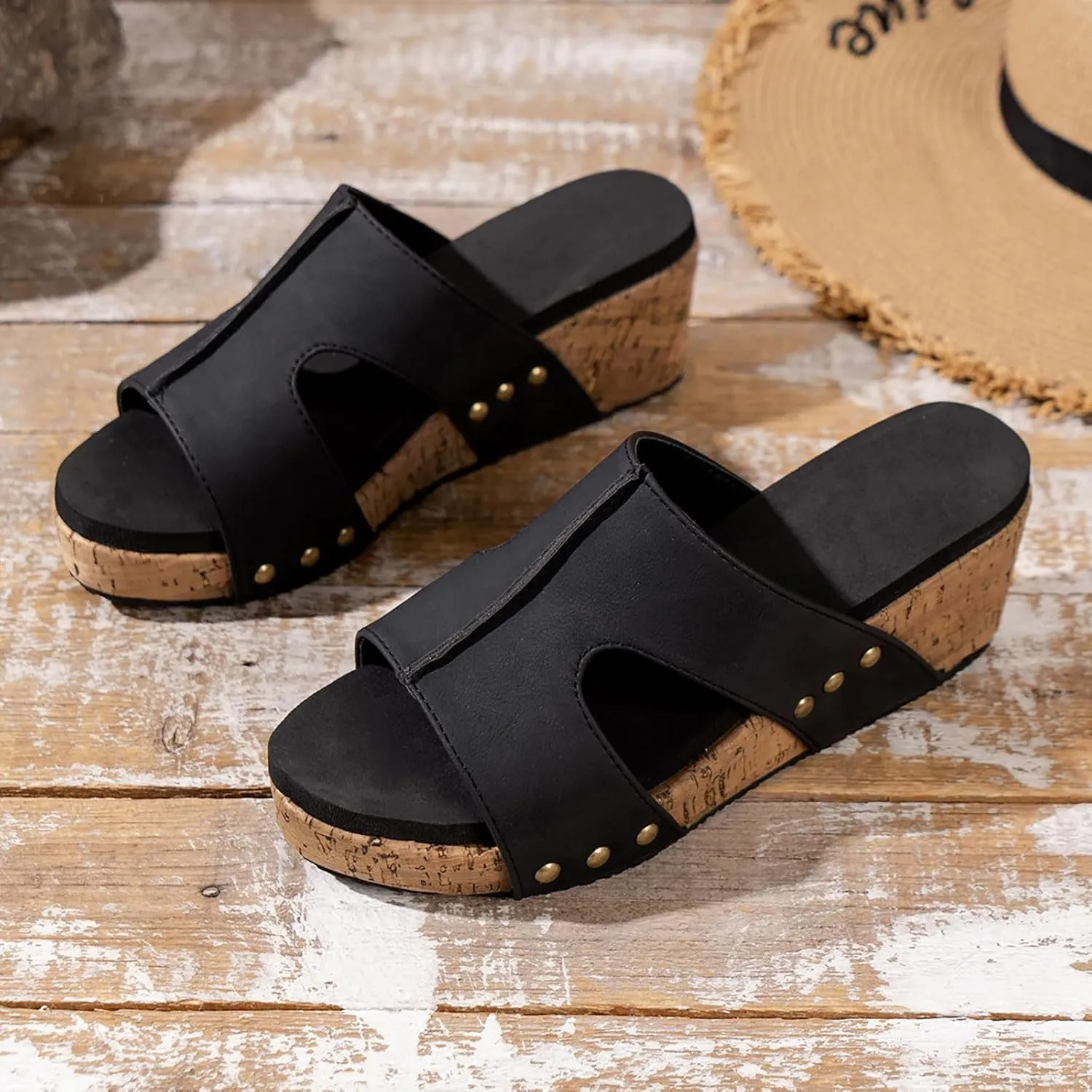 Wedge Sandals for Women Slip On Platform Open Toe Thick Sole Breathable Orthopedic Support Beach Summer Sandals