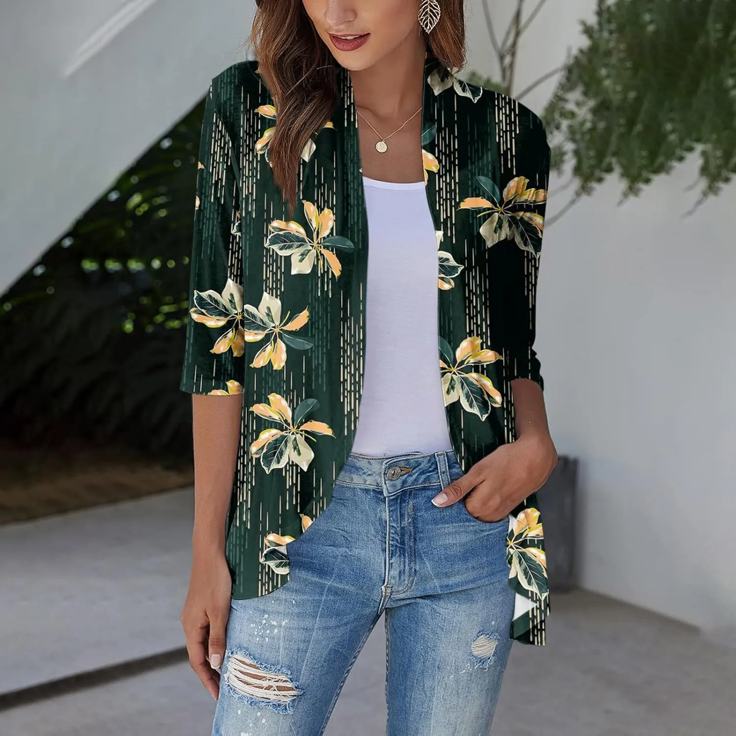 Western Aztec Cardigan for Women 3/4 Length Sleeve Lightweight Summer Cardigan Light Womens Jacket Women's Cardigans
