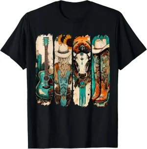 Western Cowgirl Vintage Cowboy Boots Western Turquoise T-Shirt