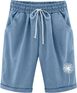 White Shorts for Woman Plus Size High Waisted Shorts Lacing Beach Workout Pocket Five Point Pants White Shorts for