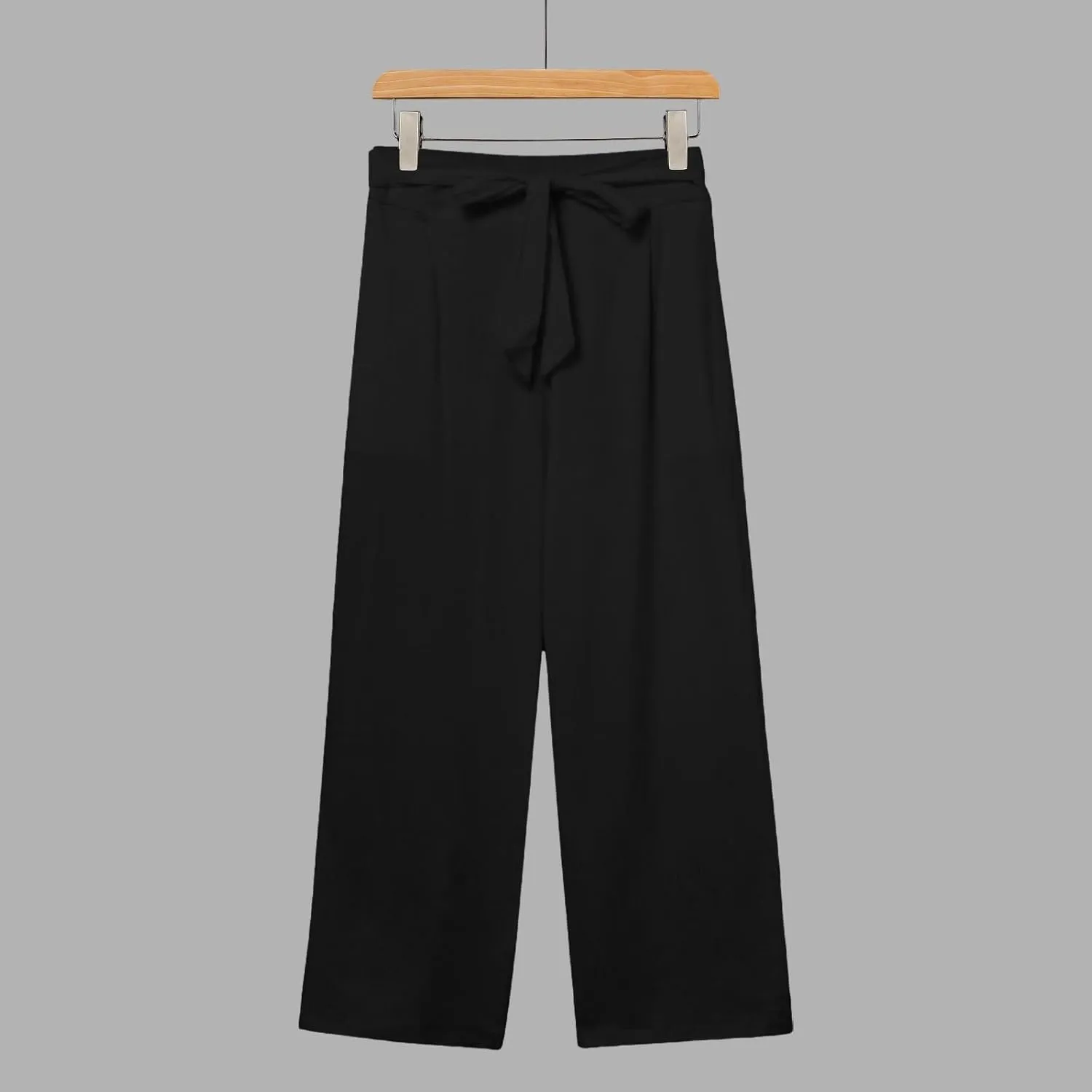 Wide Leg Capri Pants for Women High Waist Linen Casual Pant 2025 Summer Drawstring Elastic Plus Size Lounge Trouser