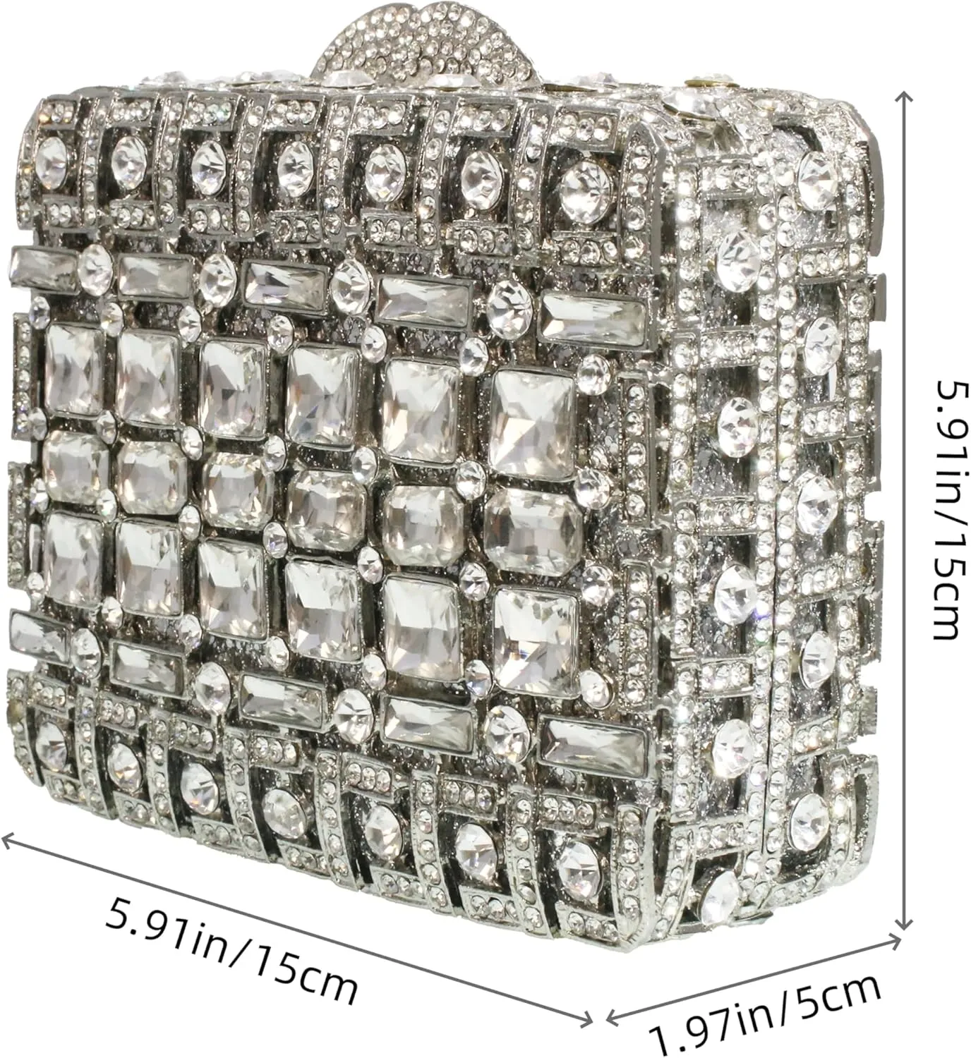 Women Box Crystal Clutch Purse Elegant Formal Purses Bridal Rhinestone Handbags Party Clutch Bag