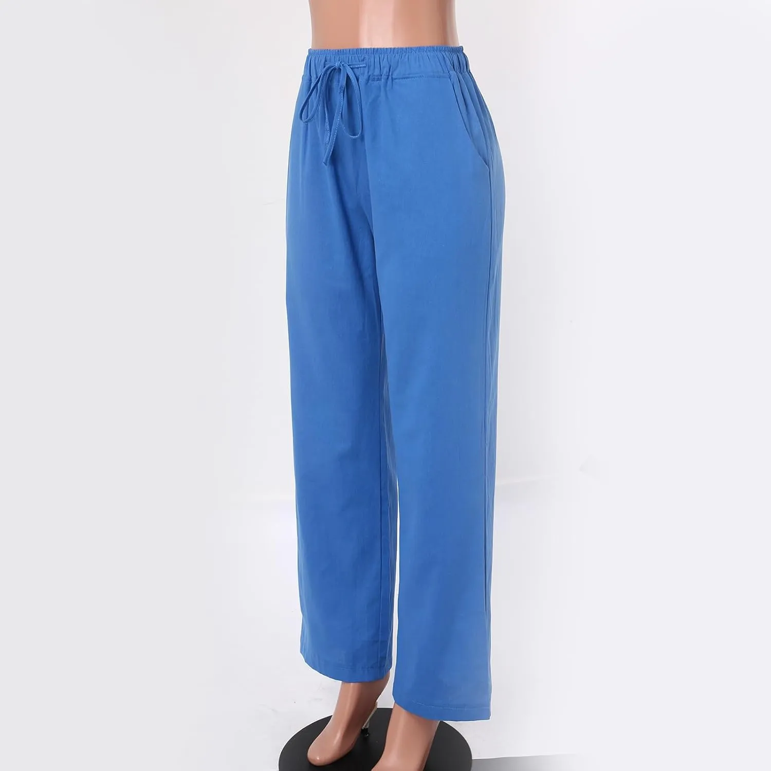 Women Cotton Linen Summer Palazzo Pant Trousers High Waist Straight Loose Fit Palazzo Pants Beach