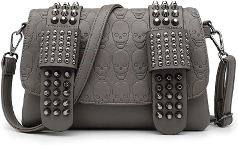 Women Crossbody Bags Studded Skull Shoulder Bags Vintage Clutch Purse Shoulder Bag for Ladies