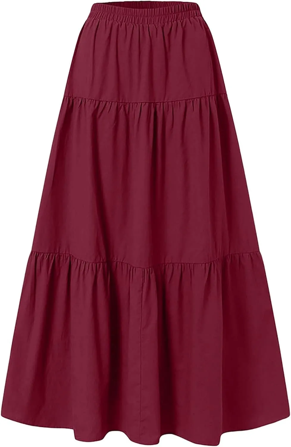 Women Long Lightweight Layered Skirt High Waist Pleated A Line Swing Skirt Midi Skirt 2024 Trendy Skirts