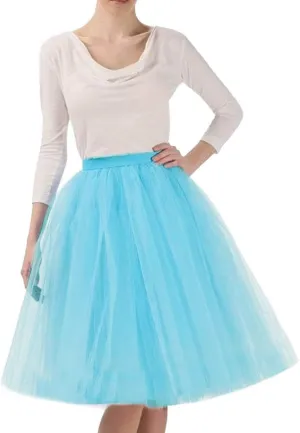 Women Midi Skirts Fashion High Knee Skirt Pleated Length Skirt Dancing Womens Adult Skirt A Line Tulle Skirts
