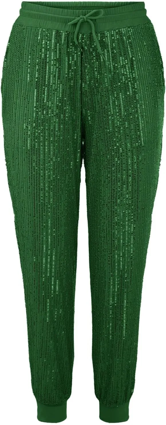 Women Sparkly Flared Leg Pants Cloth High Sequin Women Foot Sexy Pants Fashion Waisted Tape Trousers Night Out