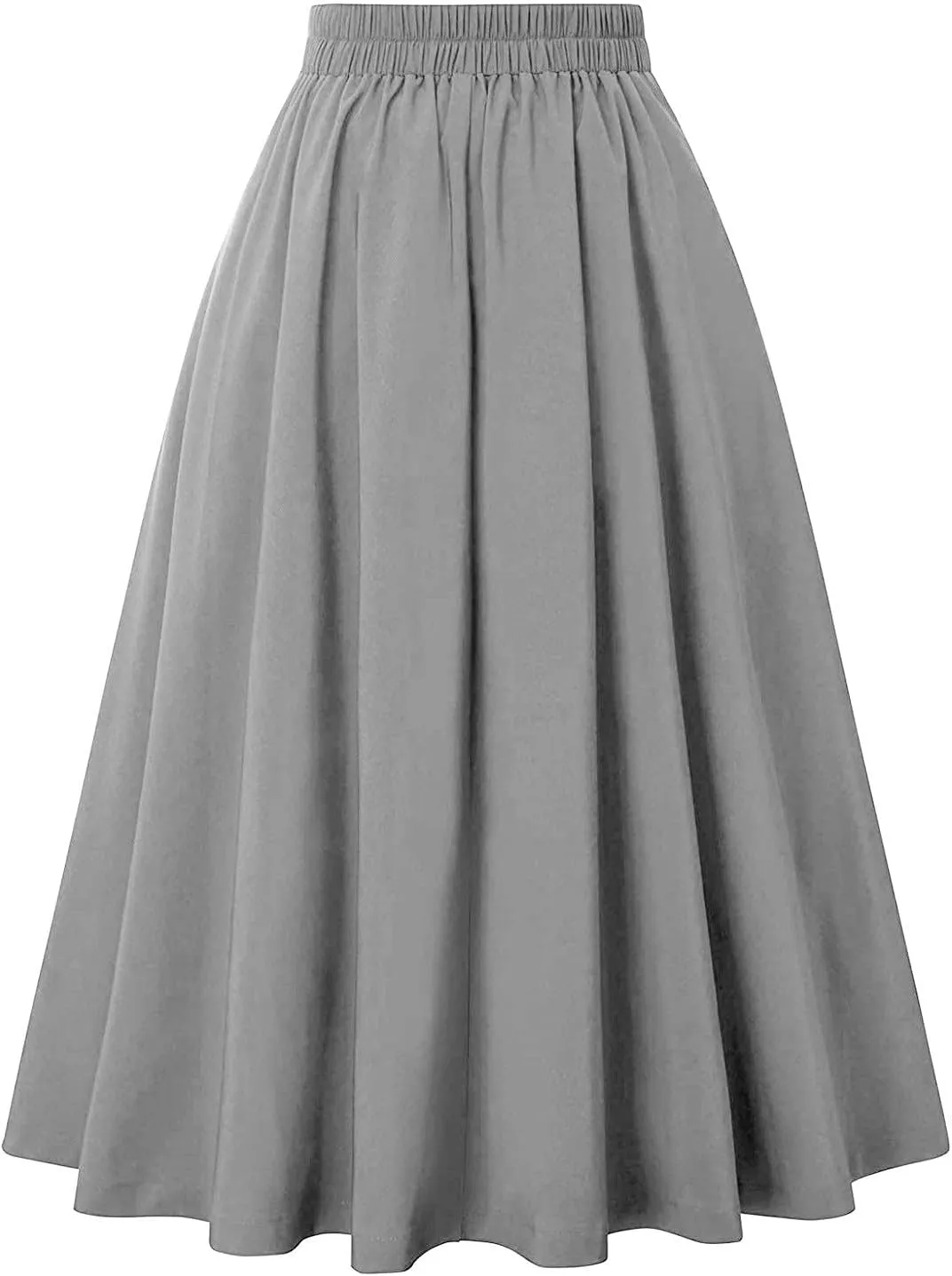 Women Vintage Elastic High Waist Pleated Skirt Gothic Button Midi A-Line Swing Skirts Work Casual Dress 2025 Trendy