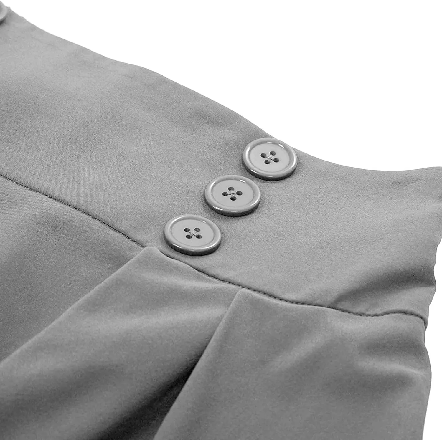 Women Vintage Elastic High Waist Pleated Skirt Gothic Button Midi A-Line Swing Skirts Work Casual Dress 2025 Trendy