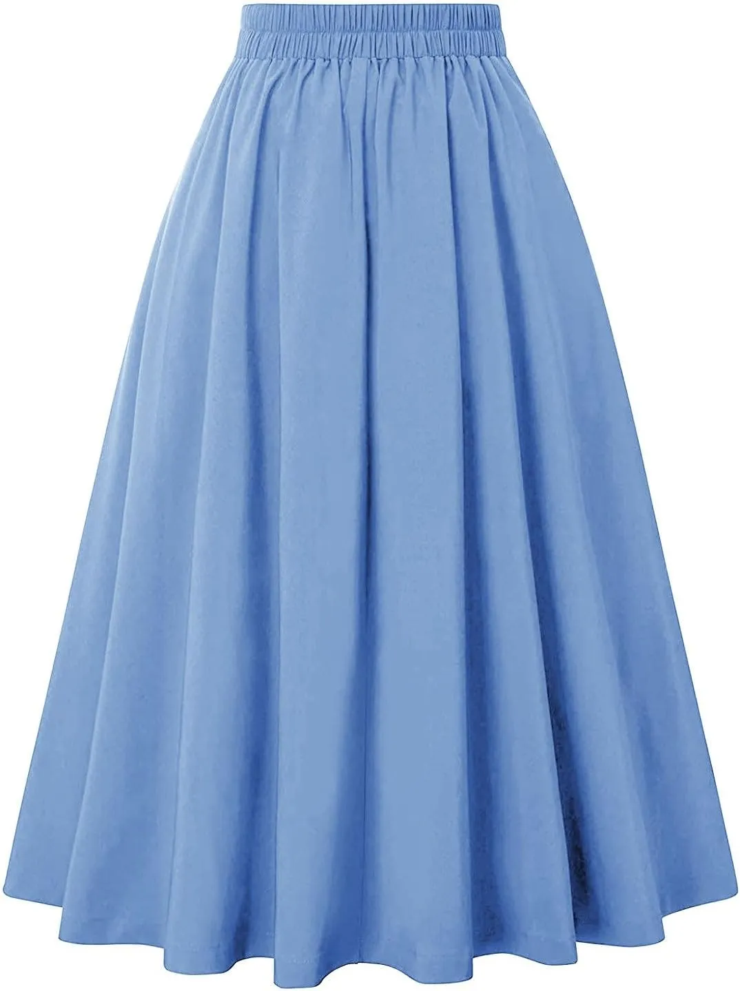 Women Vintage Elastic High Waist Pleated Skirt Gothic Button Midi A-Line Swing Skirts Work Casual Dress 2025 Trendy