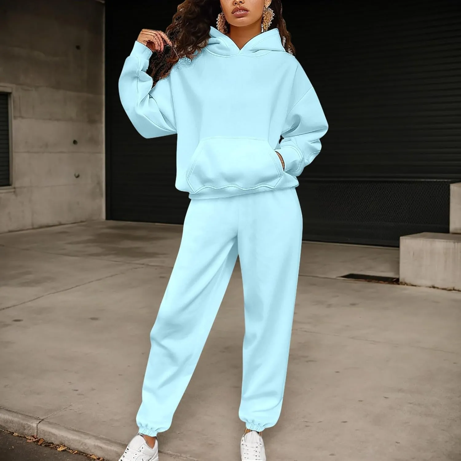 Womens 2 Piece Outfits Lounge Hoodie Sweatsuit Sets Oversized Sweatshirt Baggy Jogger Sweatpants Tracksuit
