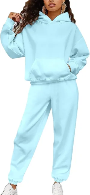 Womens 2 Piece Outfits Lounge Hoodie Sweatsuit Sets Oversized Sweatshirt Baggy Jogger Sweatpants Tracksuit