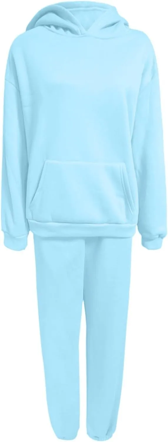 Womens 2 Piece Outfits Lounge Hoodie Sweatsuit Sets Oversized Sweatshirt Baggy Jogger Sweatpants Tracksuit