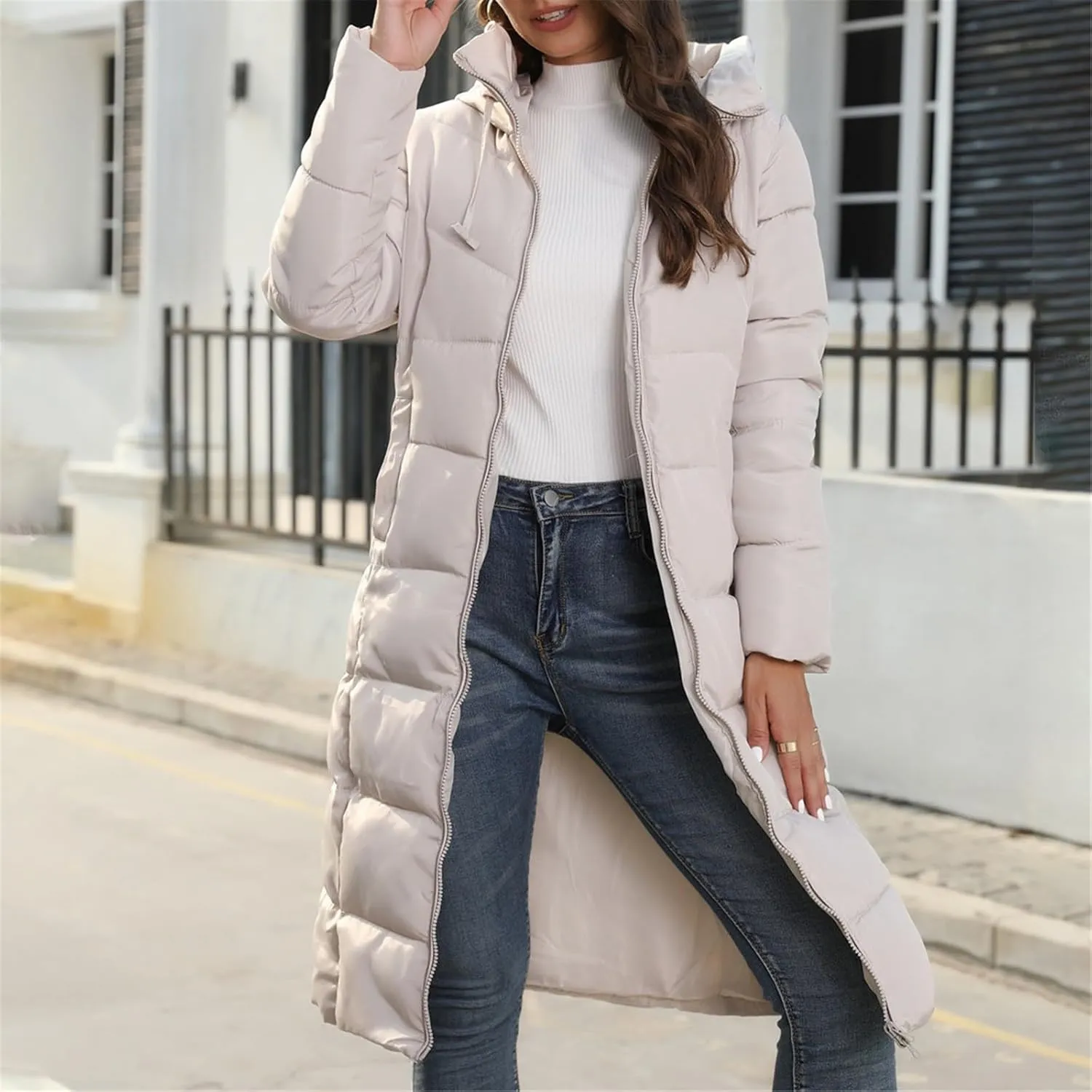 Womens 2024 Winter Fashion Clothes Puffer Jacket Lightweight Winter Coat Quilted Puffer Parka Coat Womens Winter