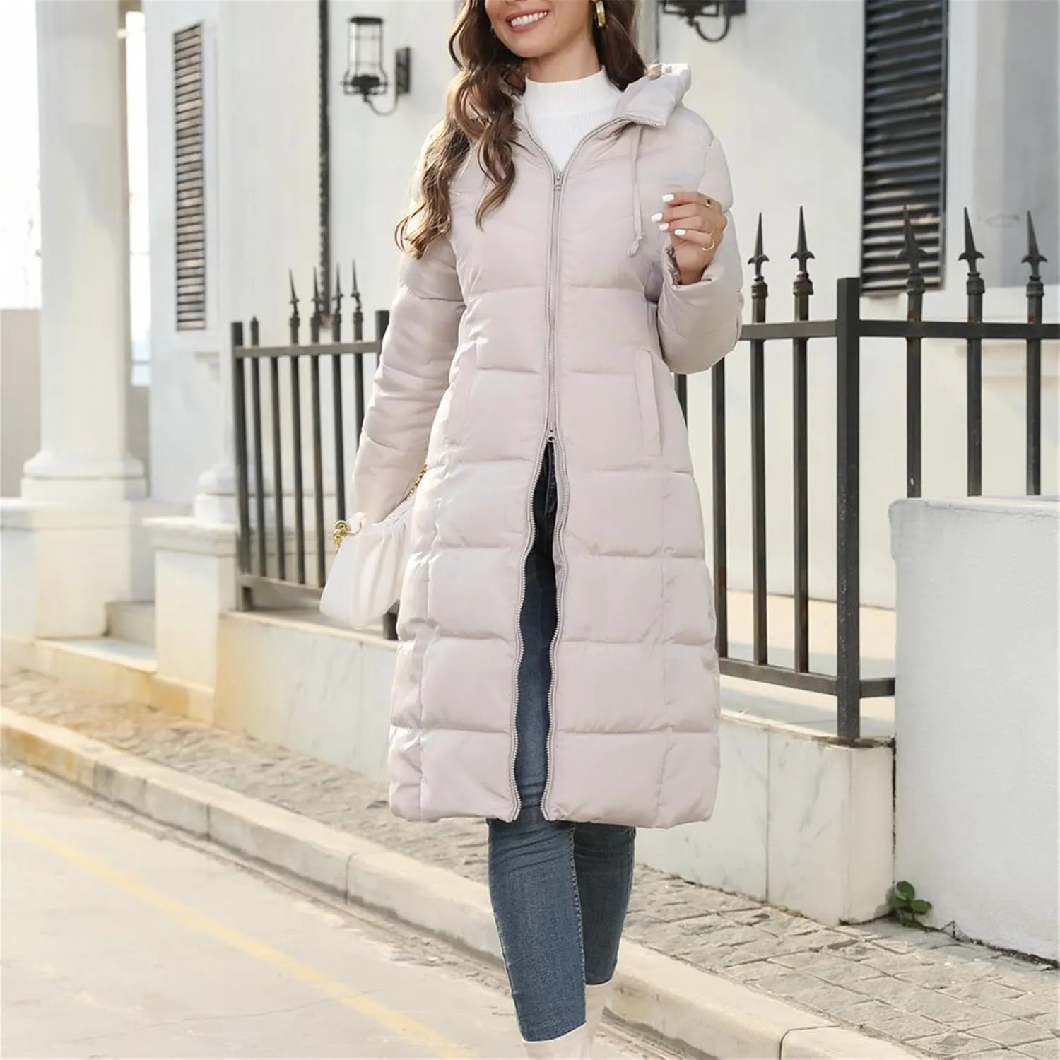 Womens 2024 Winter Fashion Clothes Puffer Jacket Lightweight Winter Coat Quilted Puffer Parka Coat Womens Winter