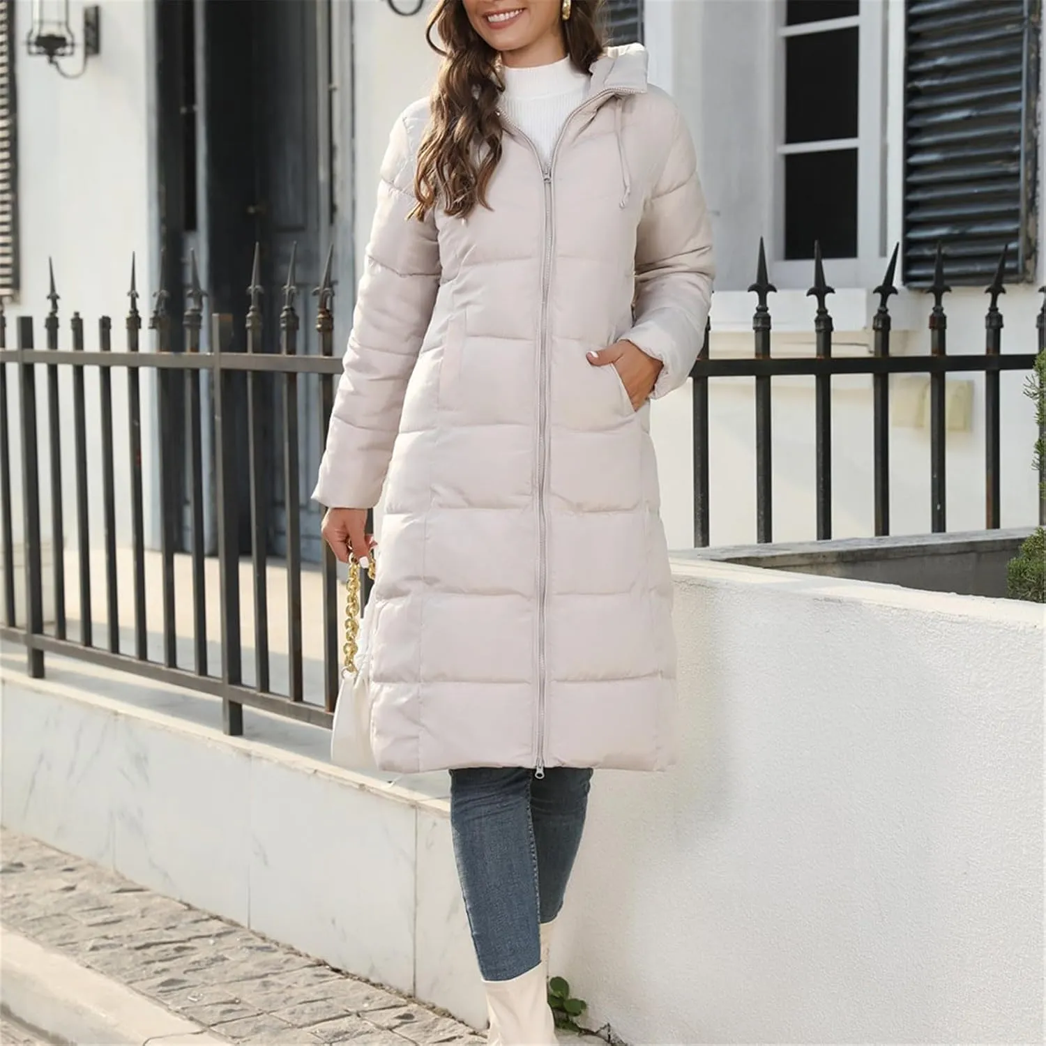 Womens 2024 Winter Fashion Clothes Puffer Jacket Lightweight Winter Coat Quilted Puffer Parka Coat Womens Winter