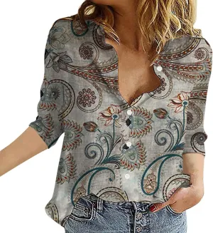 Womens Button Down Shirt Linen Shirt Roll Up Sleeve Down Blouses Tops Blue for Women Chambray Button