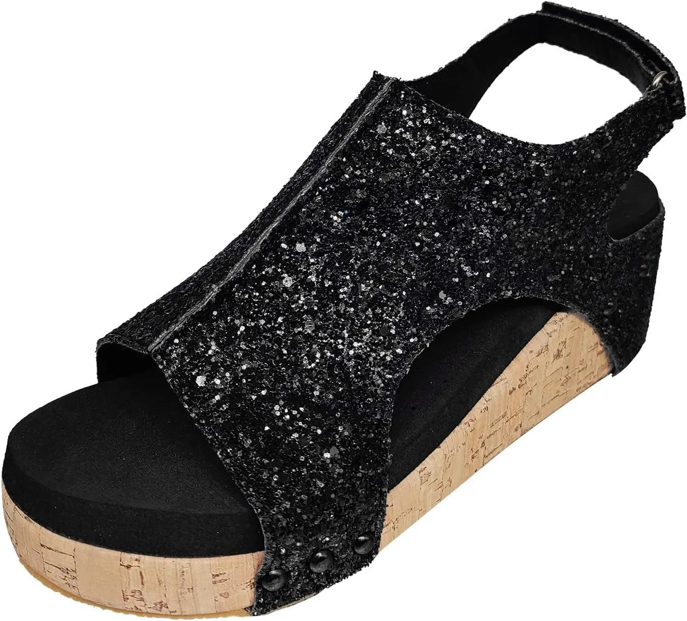 Womens Carley Wedges, Foam Cushioned Insoles,Hook Loop Closure Wedge Sandals Platform Open Toe Buckle Ankle Strap Espadrilles Lightweight for All Day Wear