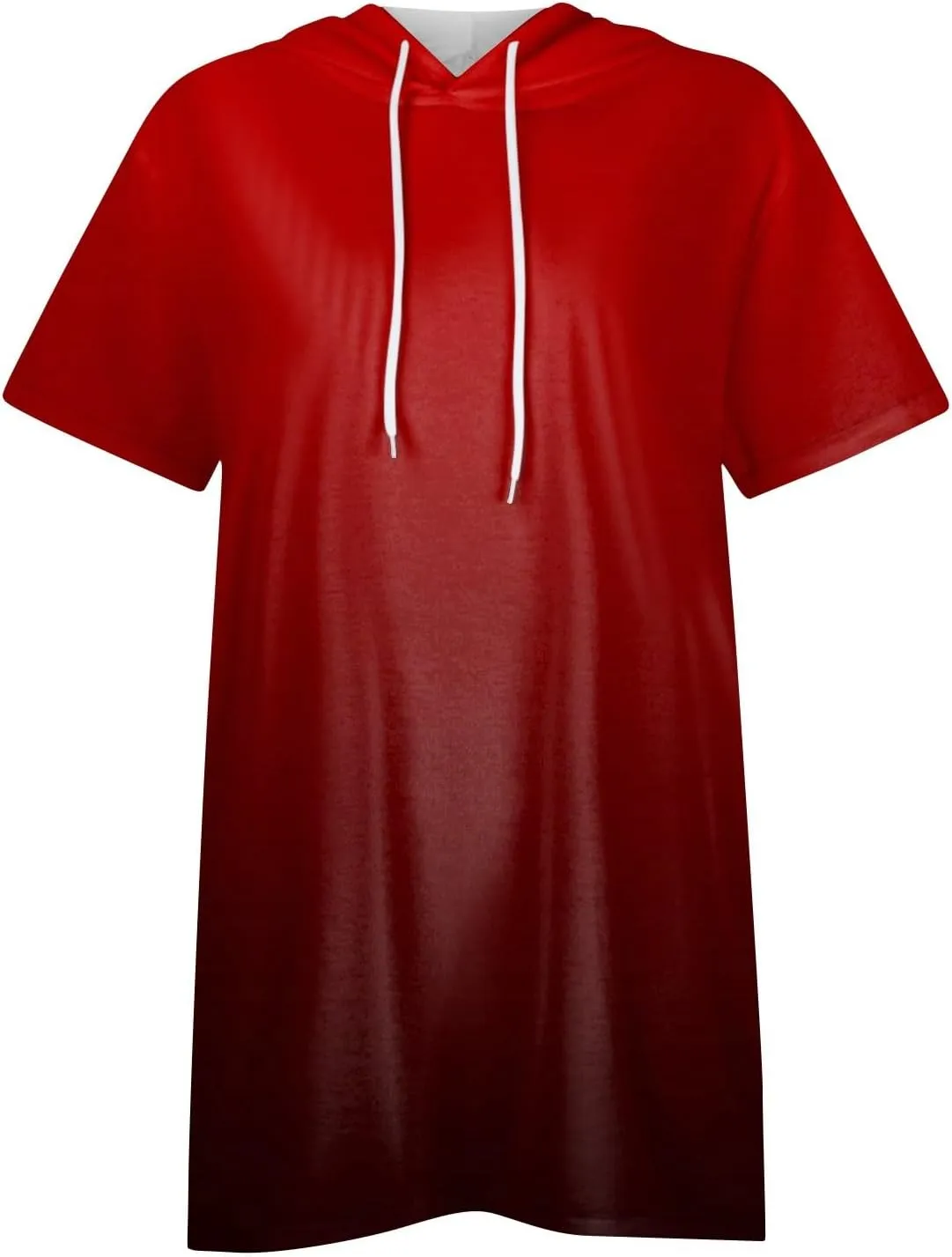 Women's Casual Summer Hoodies Short Sleeve Drawstring Hoodies Tops Front Pullover T-Shirts Tops