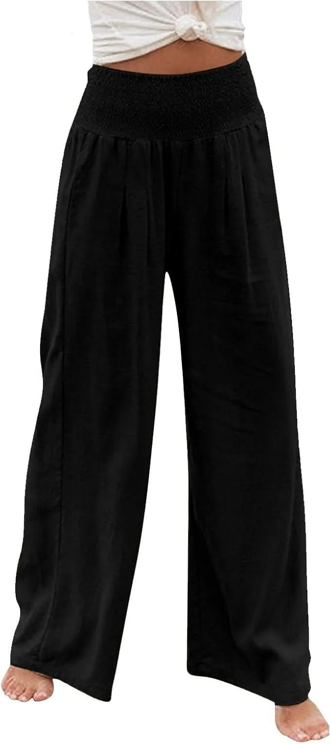 Women's Dress Pants Solid Wide Leg Casual Sport Trousers Straight Leg High Waist Pants Casual Trousers Sweatpants