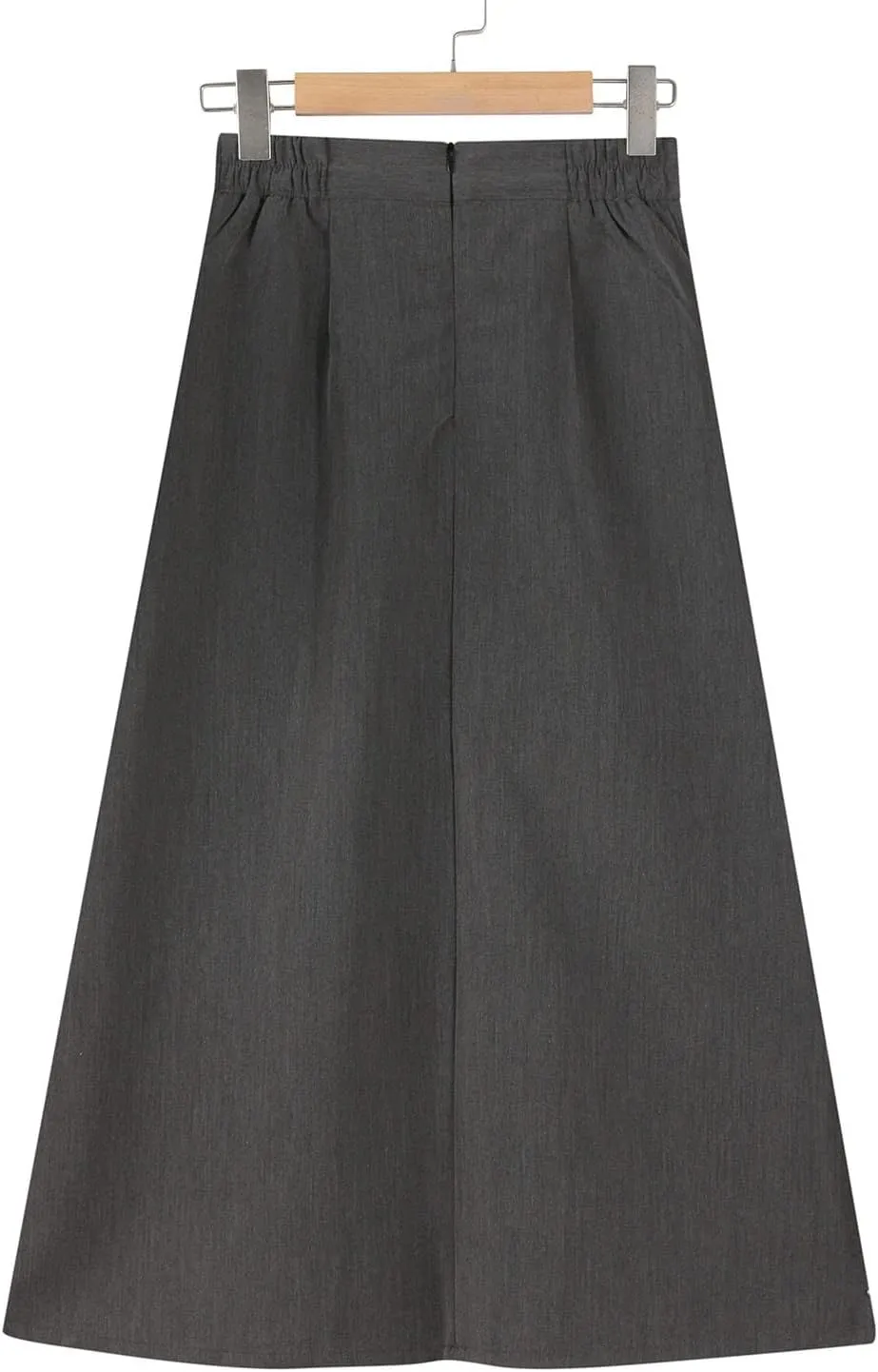 Womens Elastic High Waisted A Line Plain Midi Swing Pleated Skirts Shirring School Girl Uniform Long Skirt
