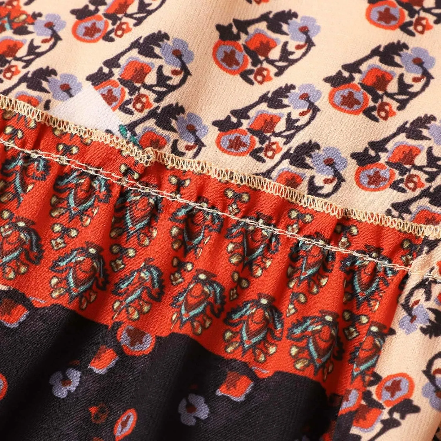 Womens Floral Print Boho Maxi Skirt Elastic High Waist Pleated Ruffle Flowy Long Skirts Summer A Line Casual Skorts