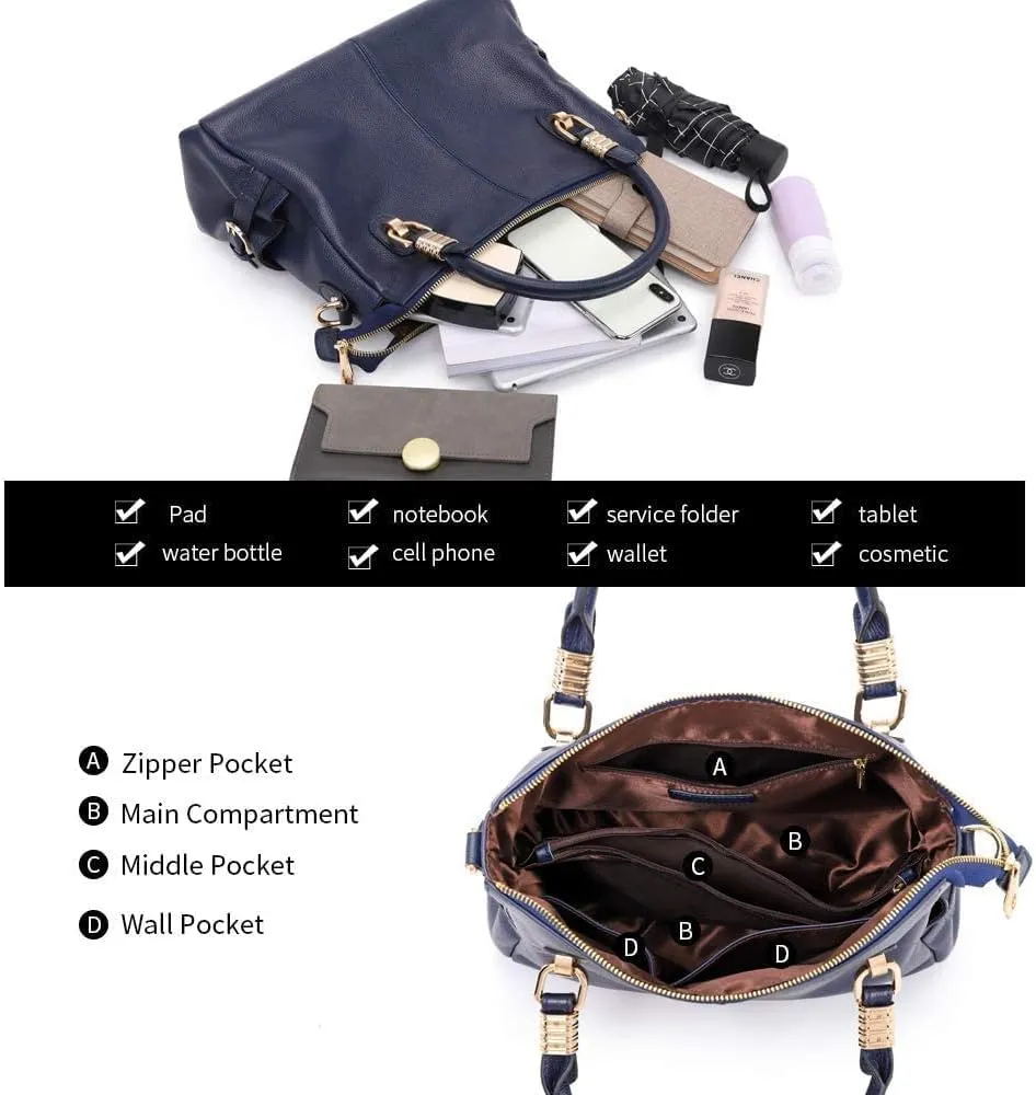 Womens Genuine Leather Purses and Handbags, Satchel Tote Shoulder Bag