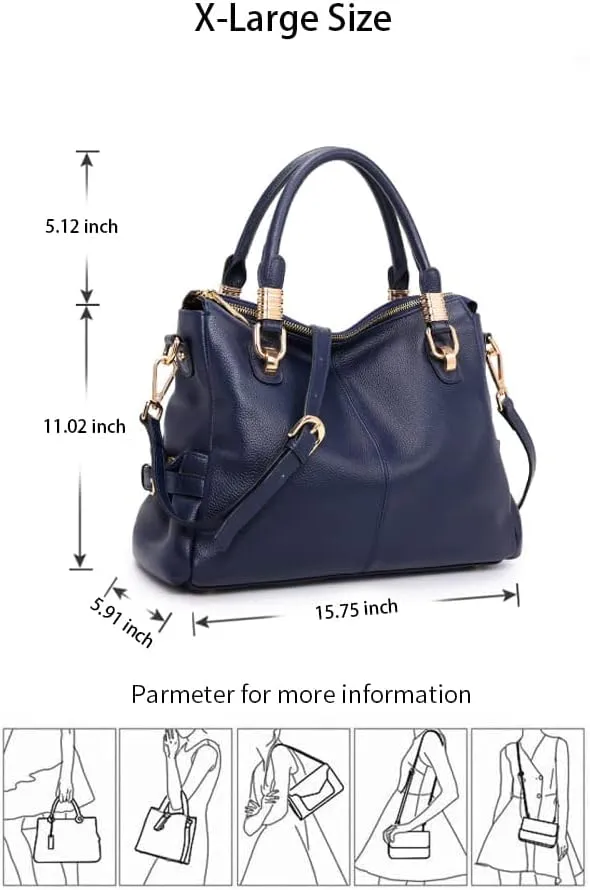 Womens Genuine Leather Purses and Handbags, Satchel Tote Shoulder Bag
