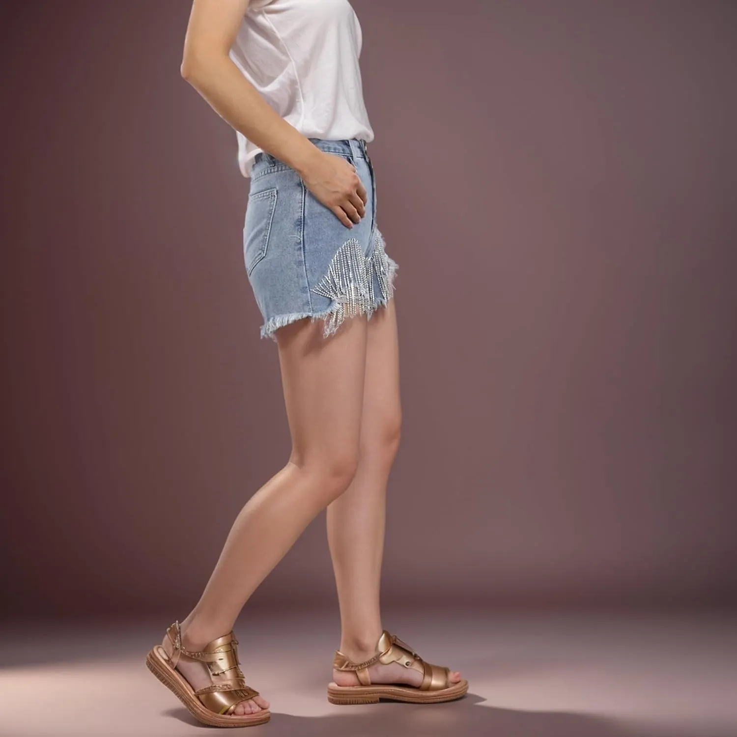 Women's High Waisted Denim Shorts Casual Ripped Summer Hot Short Jeans Raw Hem Stretchy Denim Jeans Shorts