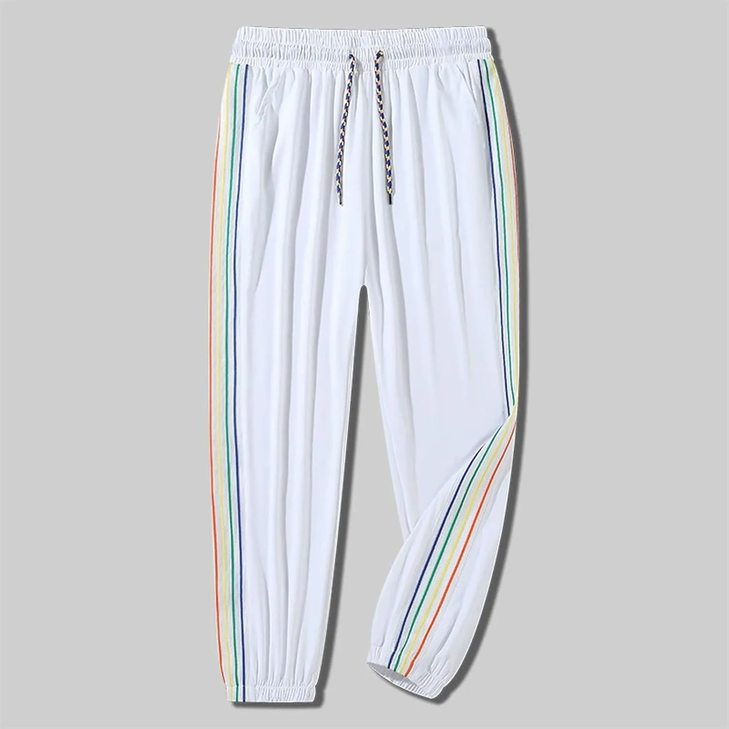 Women's Ice Silk Pants Stretch Lightweight Quick Dry Drawstring Elasticated High Waist Casual Pants Summer Trousers