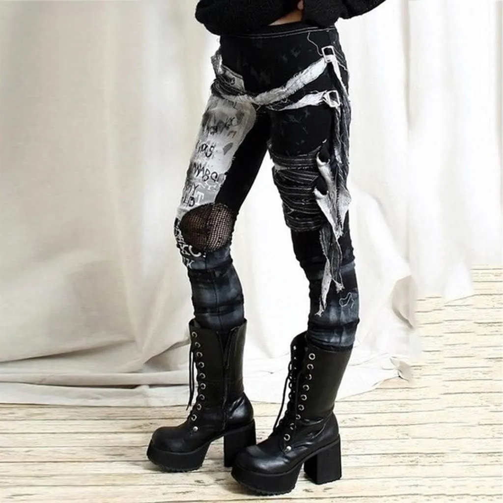 Womens Leggings Tummy Control High Waisted Leggings Fashion Punk Butt Lifting Bodycon Athletic Workout Yoga Pants