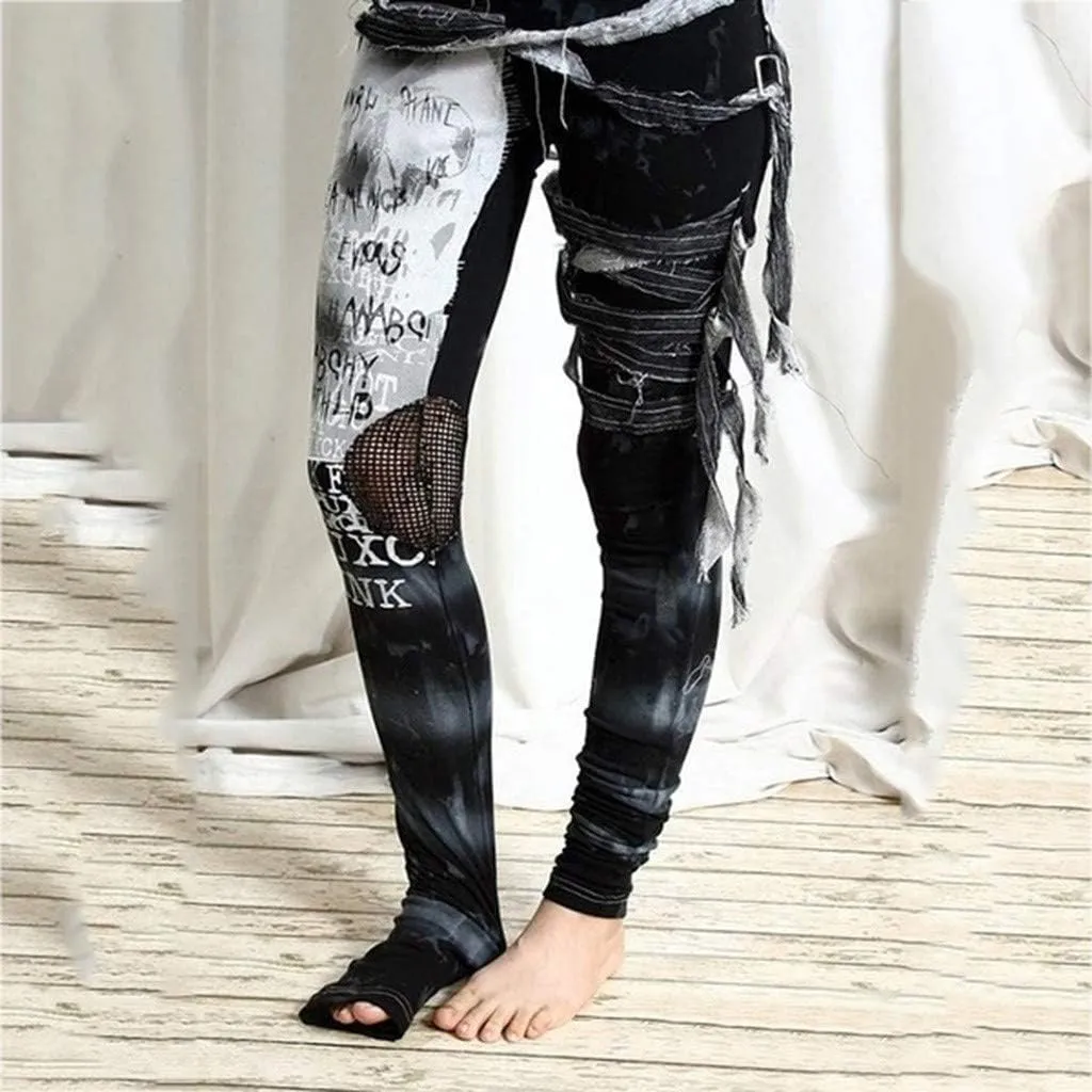 Womens Leggings Tummy Control High Waisted Leggings Fashion Punk Butt Lifting Bodycon Athletic Workout Yoga Pants