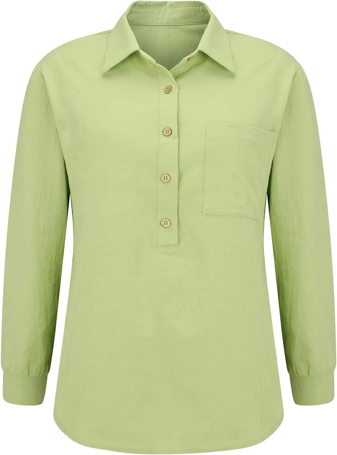 Womens Linen Button Down Shirts Long Sleeve Cotton Gauze Tops Floral Printed Casual Collared Loose Fit Blouses