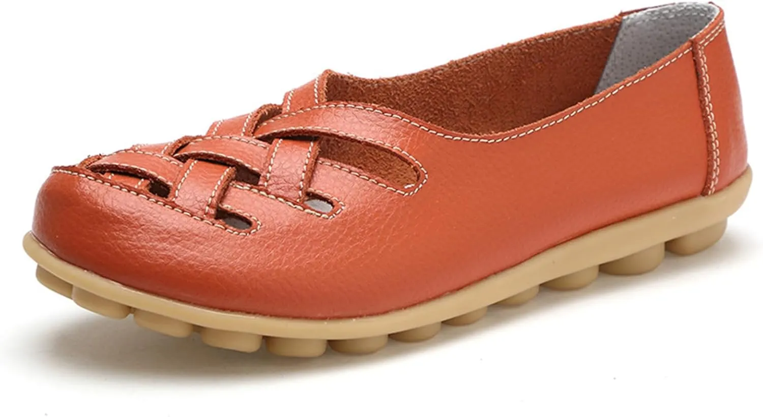 Womens Loafers Comfortable Dressy Faux Leather Casual Walking Loafers Hollow Out Criss Cross Driving Sandals Business Work Shoes Breathable Lightweight Closed Toe Comfy Sandals 2025 Trendy