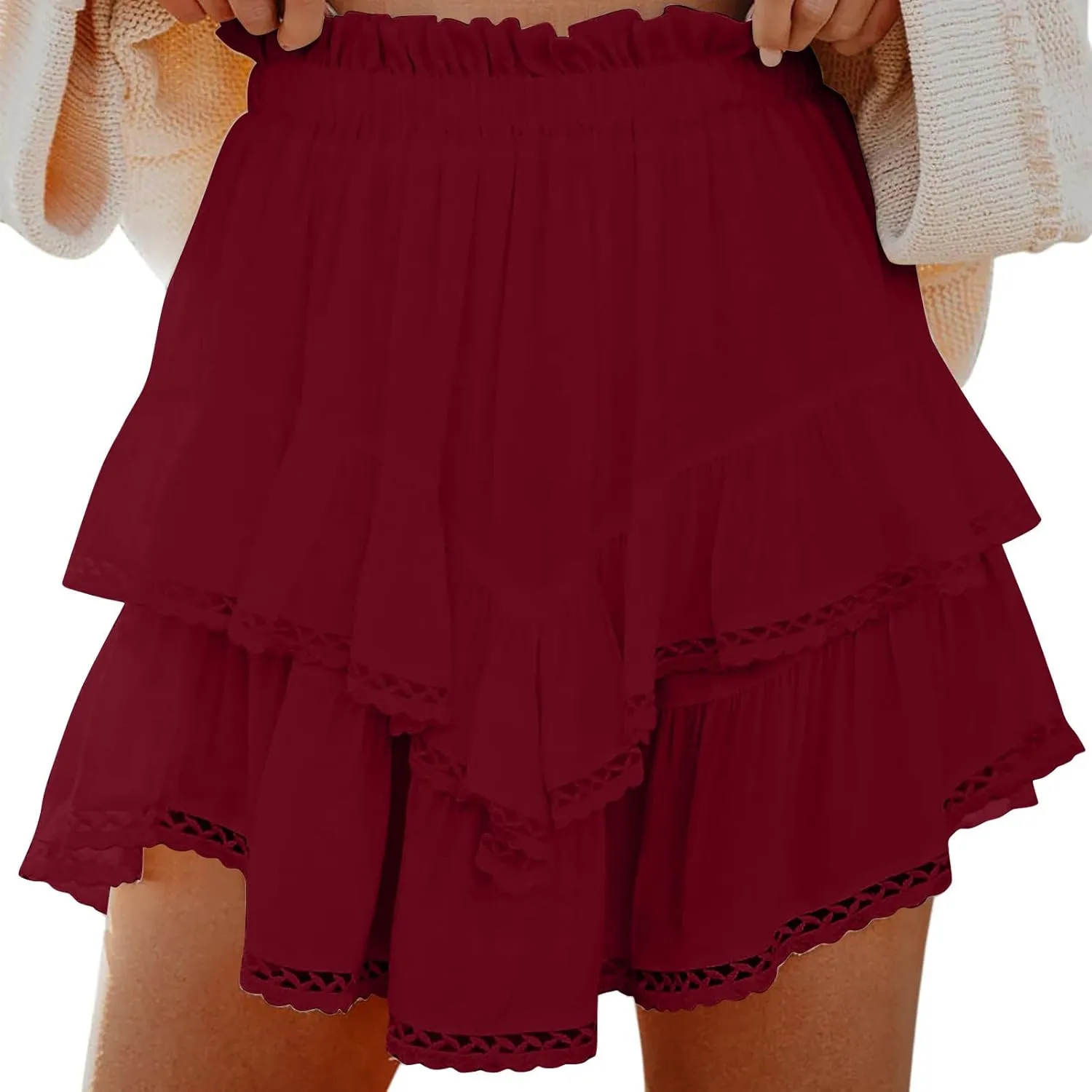 Womens Loose Fit Skorts for Women Mini Little Dressy Mesh Tiered 2025 Fashion Y2K