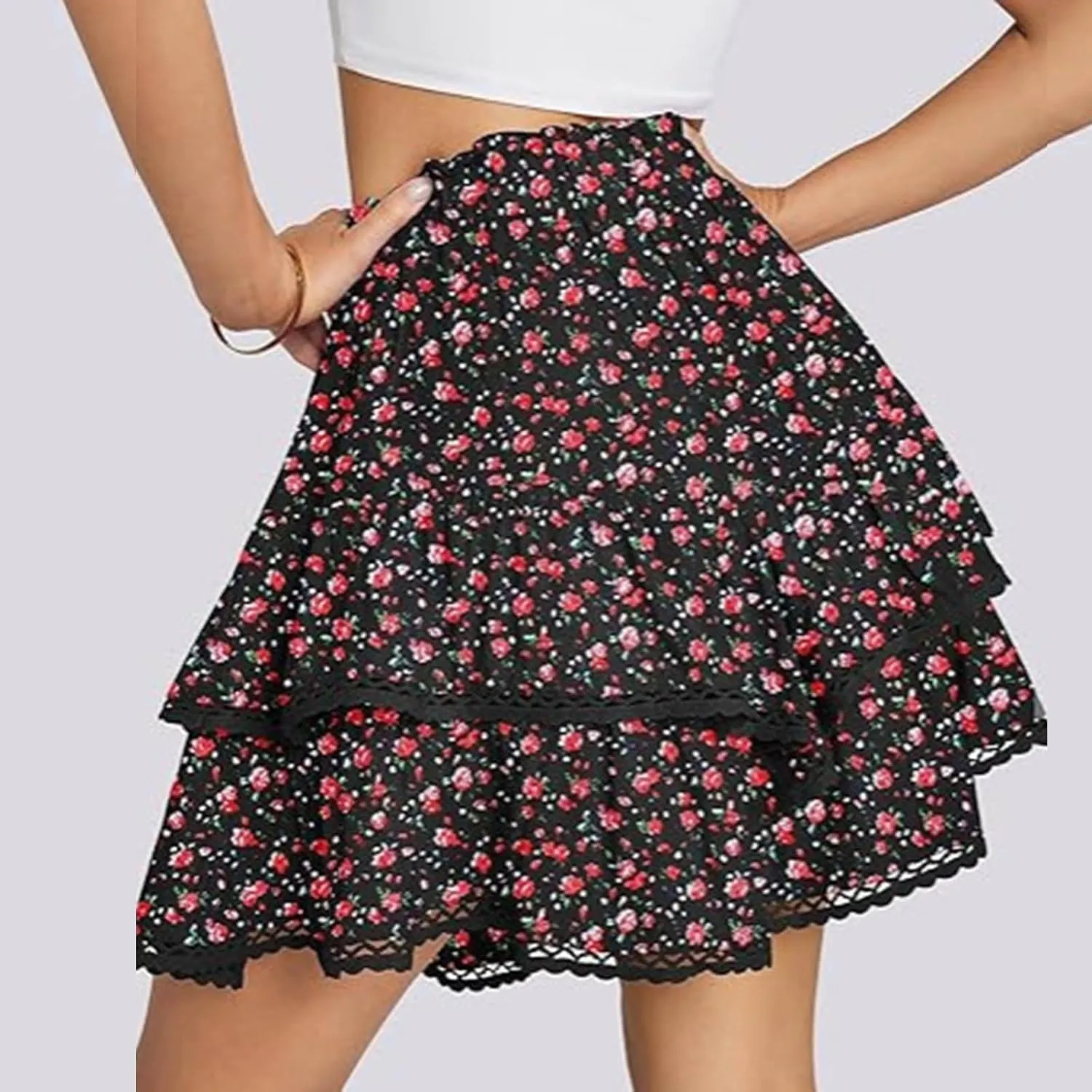 Womens Loose Fit Skorts for Women Mini Little Dressy Mesh Tiered 2025 Fashion Y2K