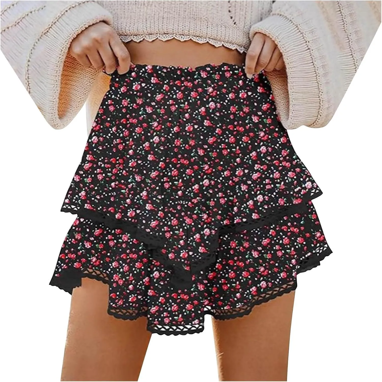 Womens Loose Fit Skorts for Women Mini Little Dressy Mesh Tiered 2025 Fashion Y2K