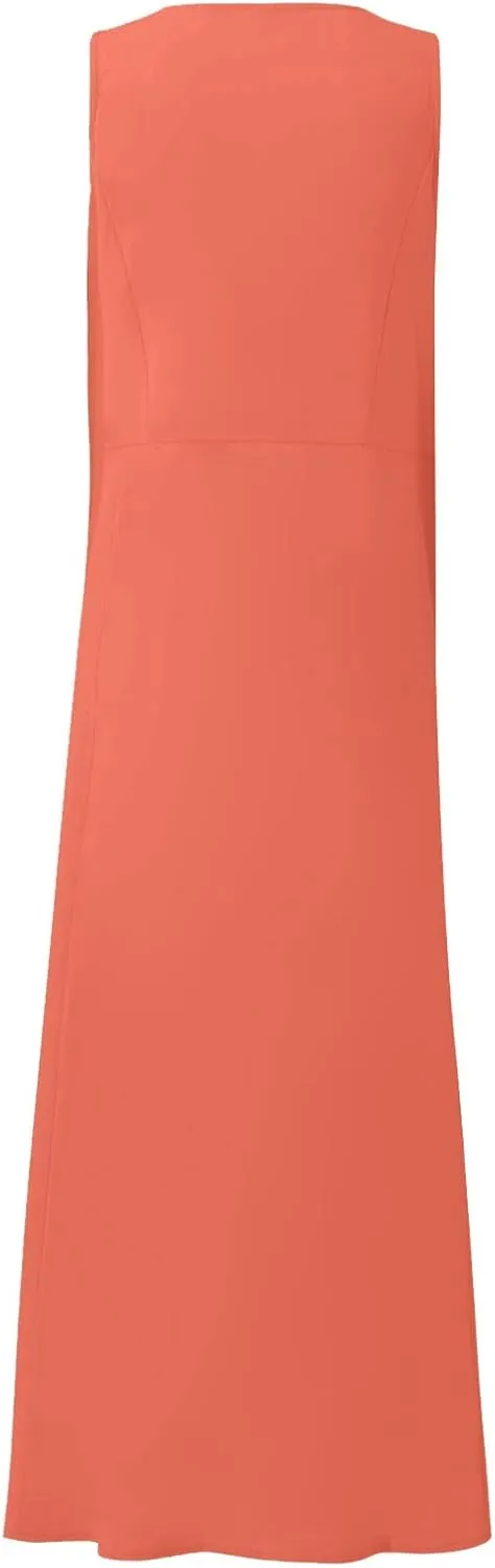 Womens Maxi Dresses Summer Casual Print Boho Cotton Linen Sundress with Pockets Loose Flowy Swing Vacation Long Dress