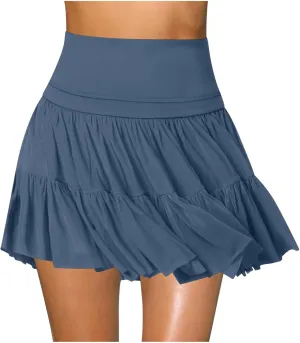 Women's Mini Skirt Flowy Pleated High Waisted Ruffle Tennis Skirts Athletic Skater Golf A Line Beach Vacation Skirts
