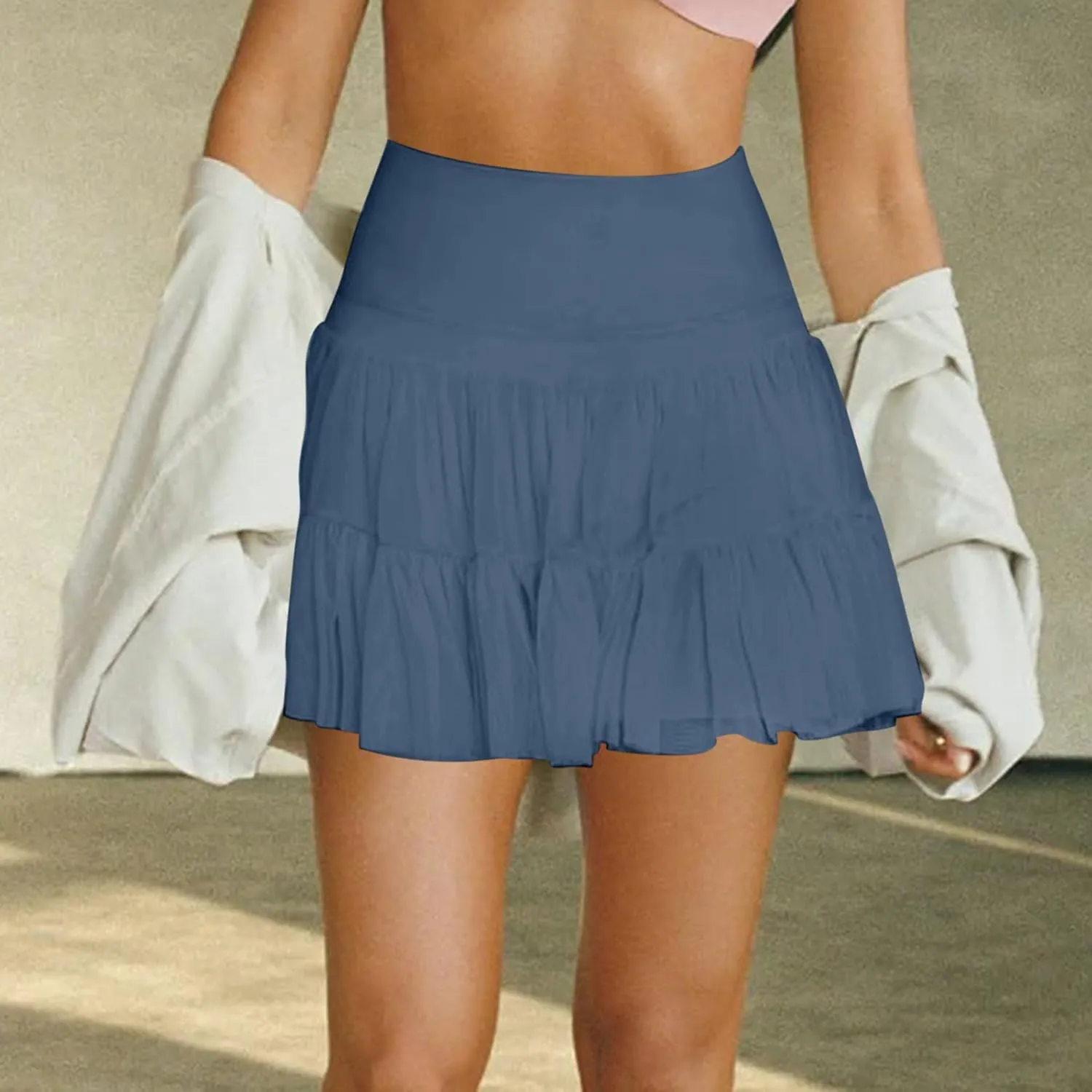 Women's Mini Skirt Flowy Pleated High Waisted Ruffle Tennis Skirts Athletic Skater Golf A Line Beach Vacation Skirts