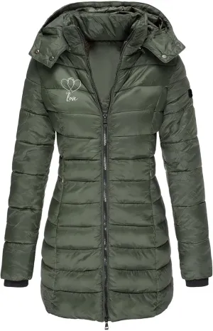 Womens Outfits Padded Jacket Hood Coat for Women Cuff Sleeve Warm Hooded Cardigan Fall Winter Outfits 2024